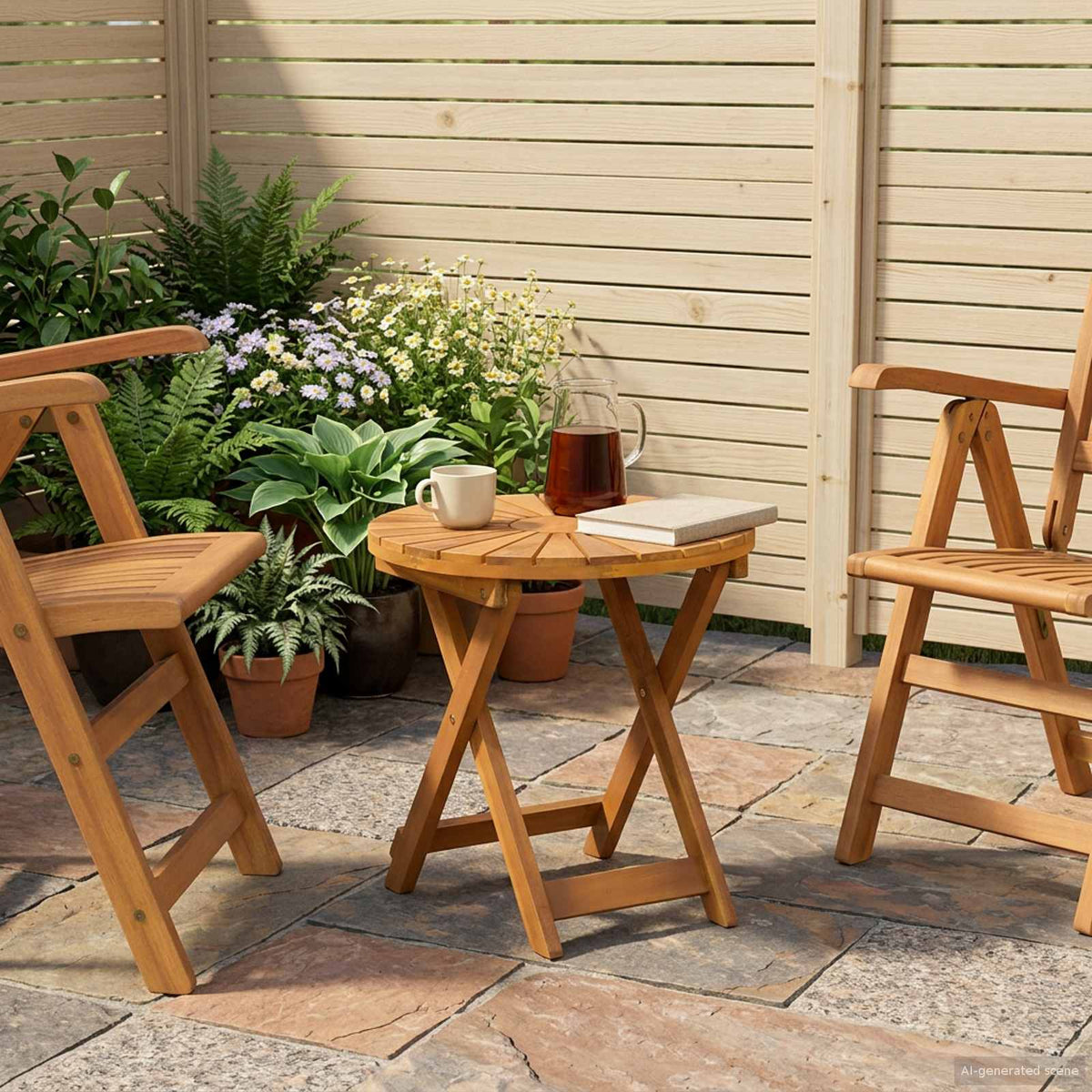 Bistrotisch Natur Ø45 x 45 cm Massivholz Akazie