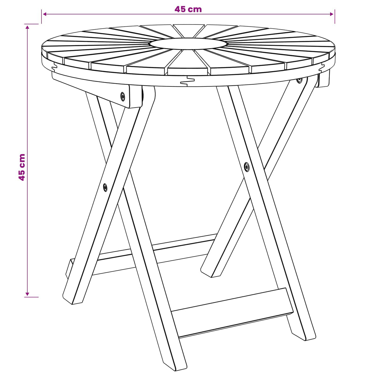 Bistrotisch Natur Ø45 x 45 cm Massivholz Akazie