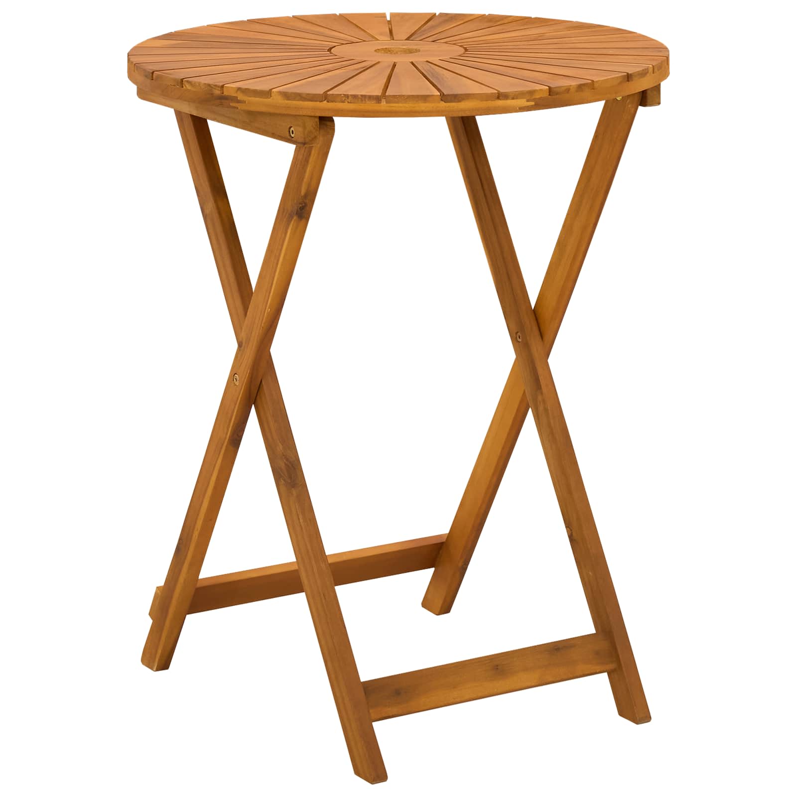 Klappbarer Gartentisch Natur Ø60 x 75 cm Massivholz Akazie