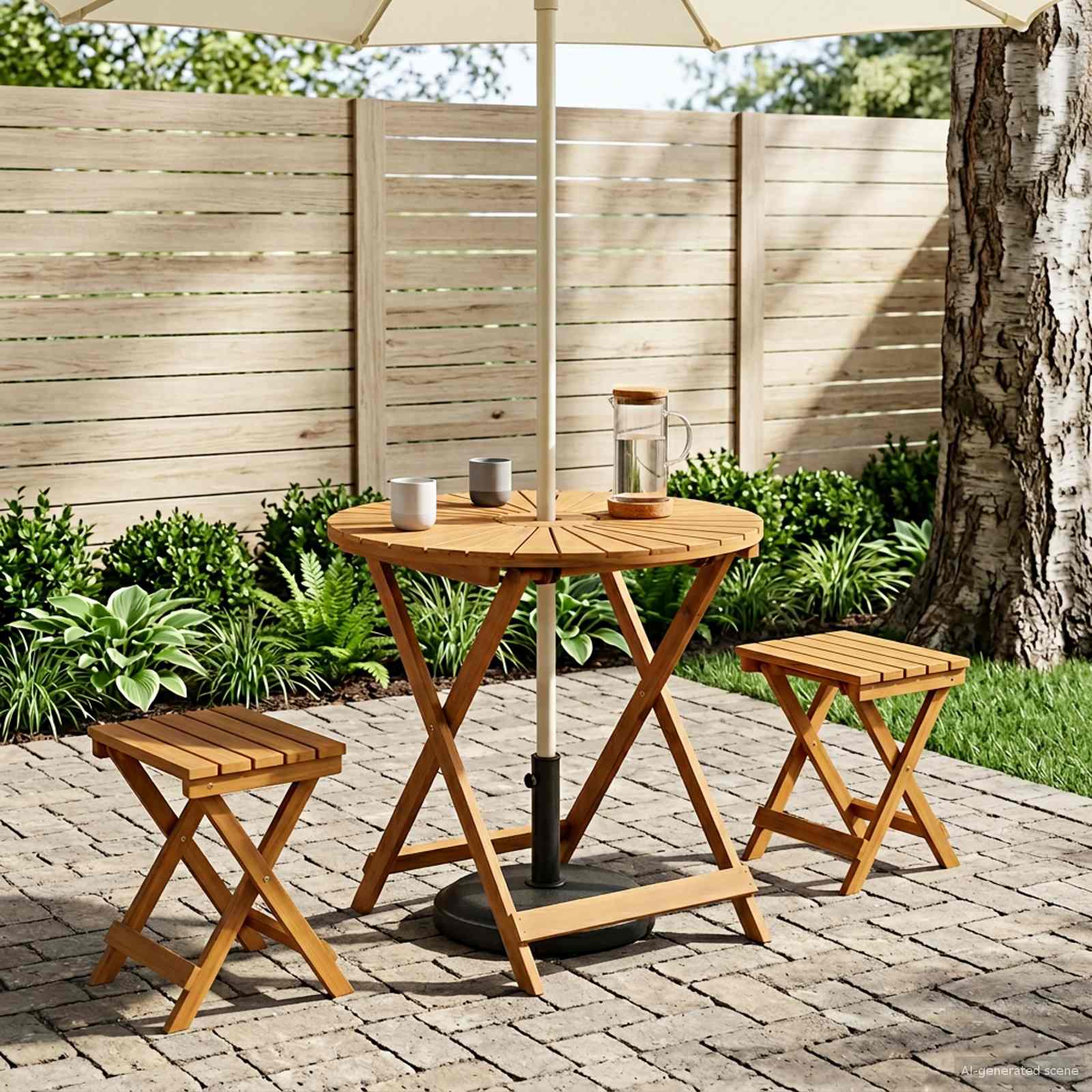 Klappbarer Gartentisch Natur Ø70 x 75 cm Massivholz Akazie