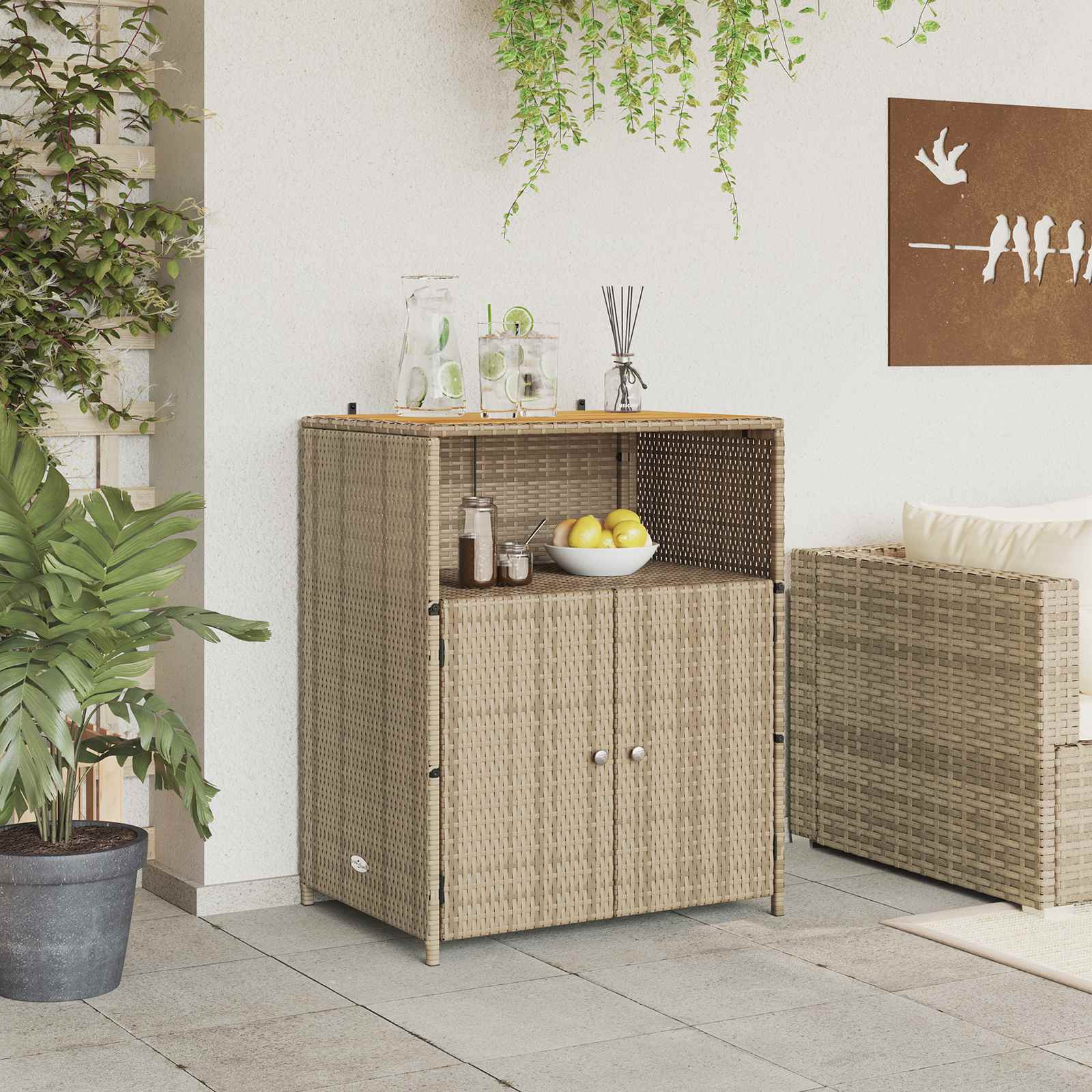 Schrank mit Tür Beige 70 x 50 x 87 cm Polyester und Roly Ratten