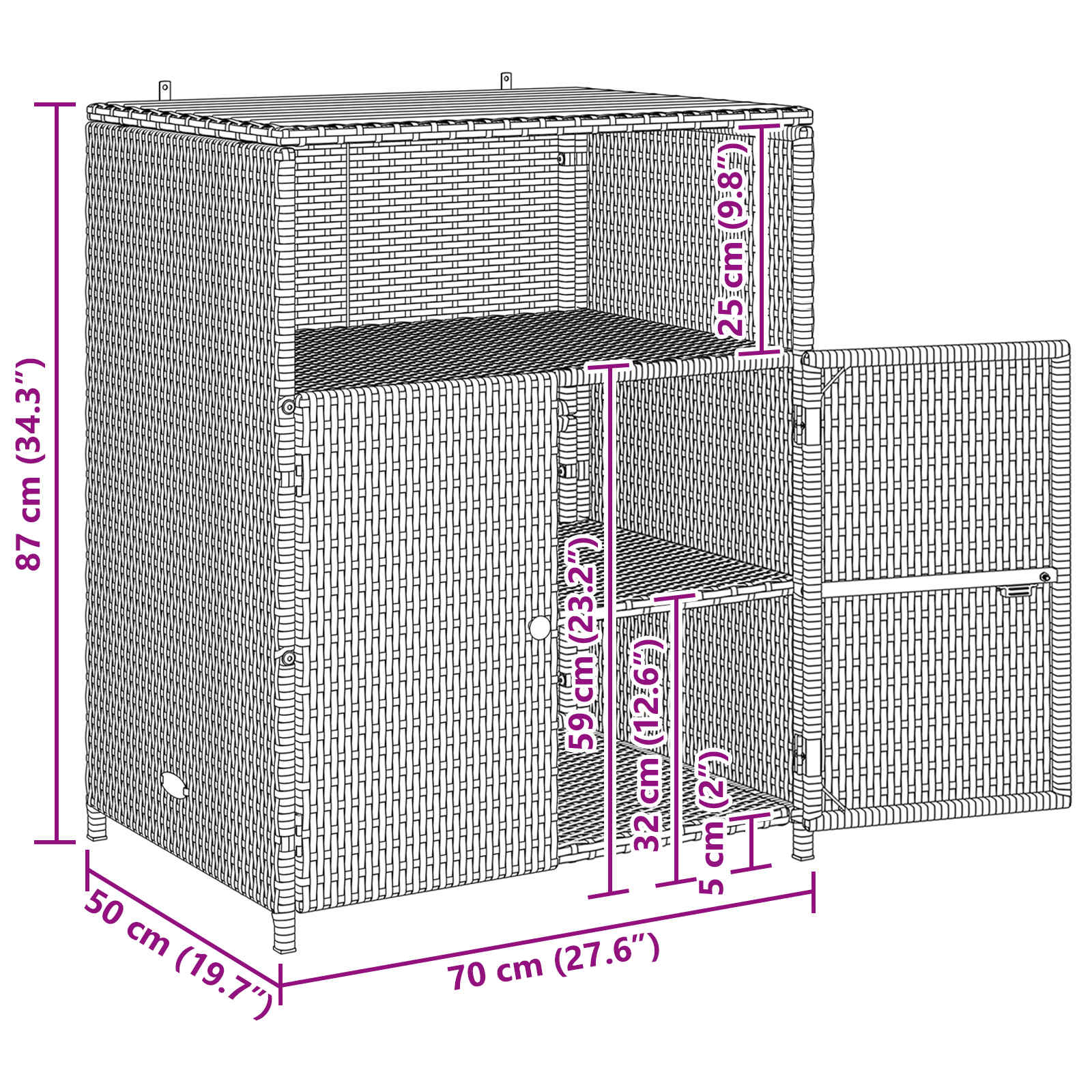 Schrank mit Tür Beige 70 x 50 x 87 cm Polyester und Roly Ratten