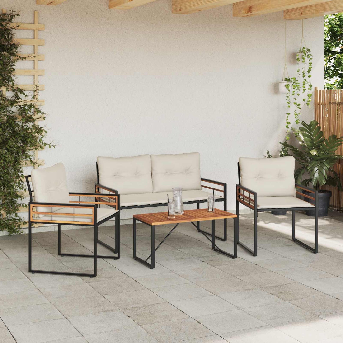 Gartenmöbel Set 4 Stk. Creme