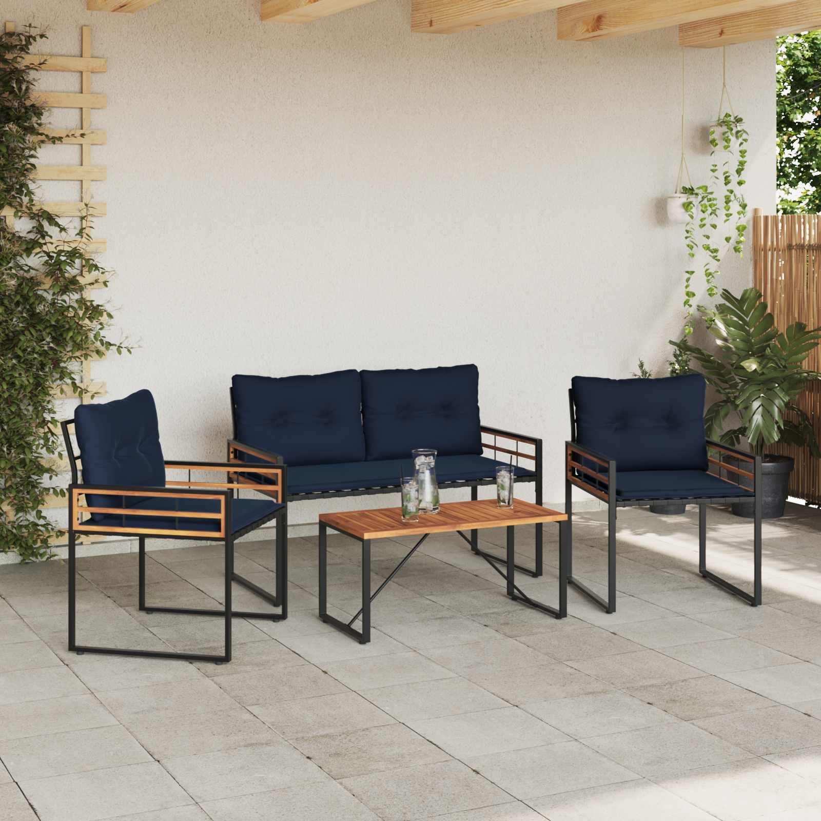 Gartenmöbel Set 4 stk. Marineblau