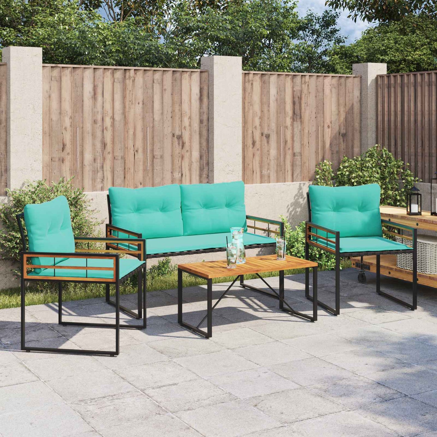 Gartenmöbel Set 4 Stk. Türkis