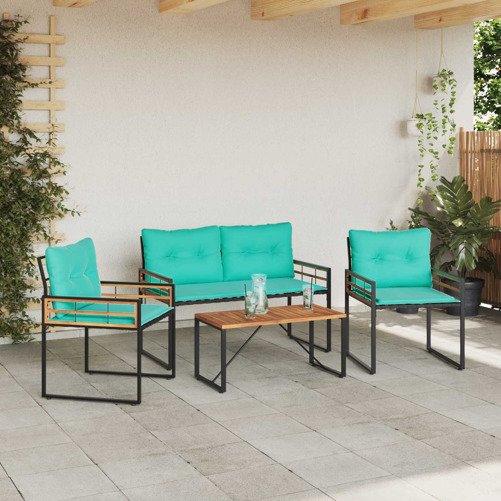 Gartenmöbel Set 4 Stk. Türkis
