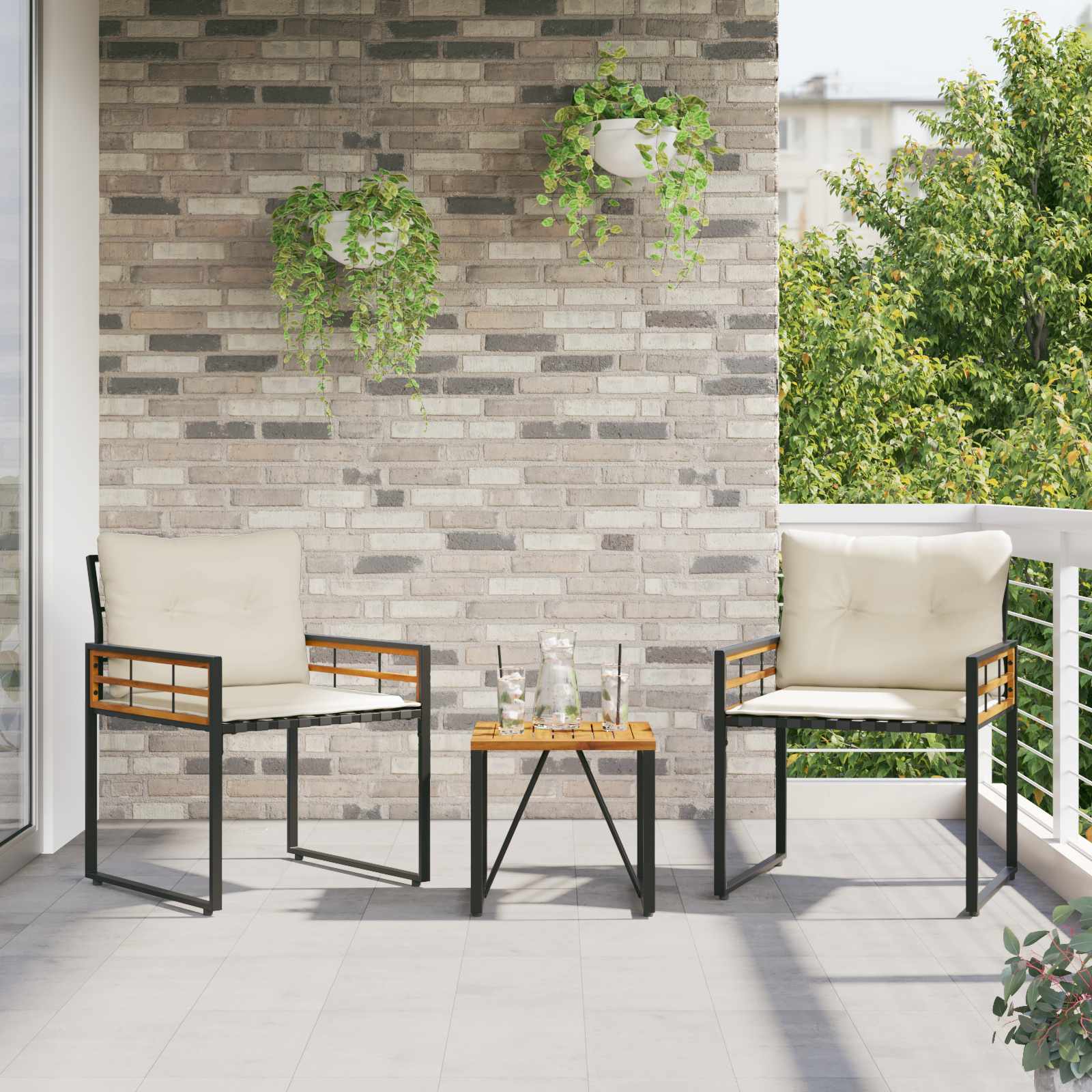 Gartenmöbel Set 3 Stk. Creme