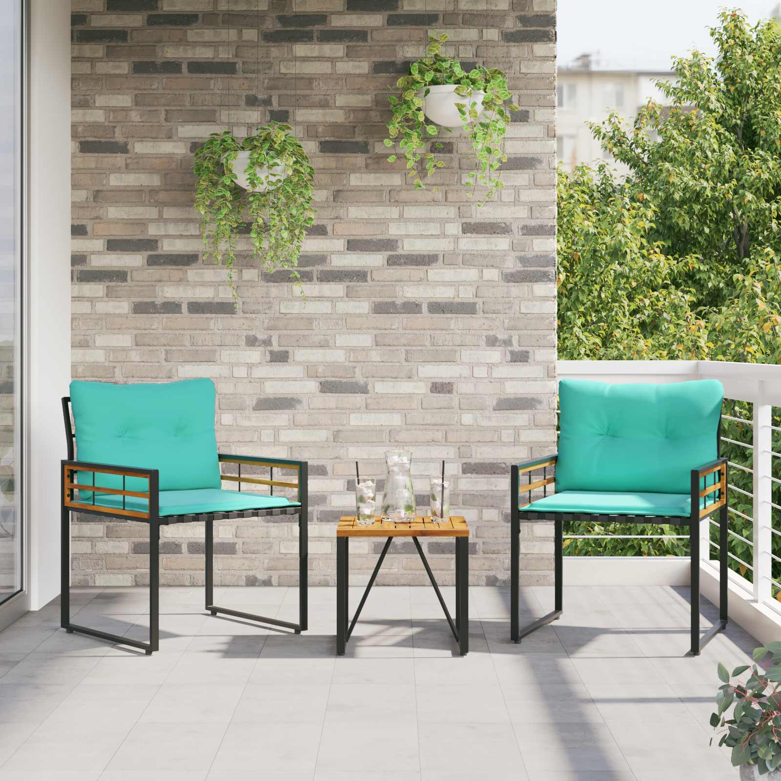 Gartenmöbel Set 3 Stk. Türkis