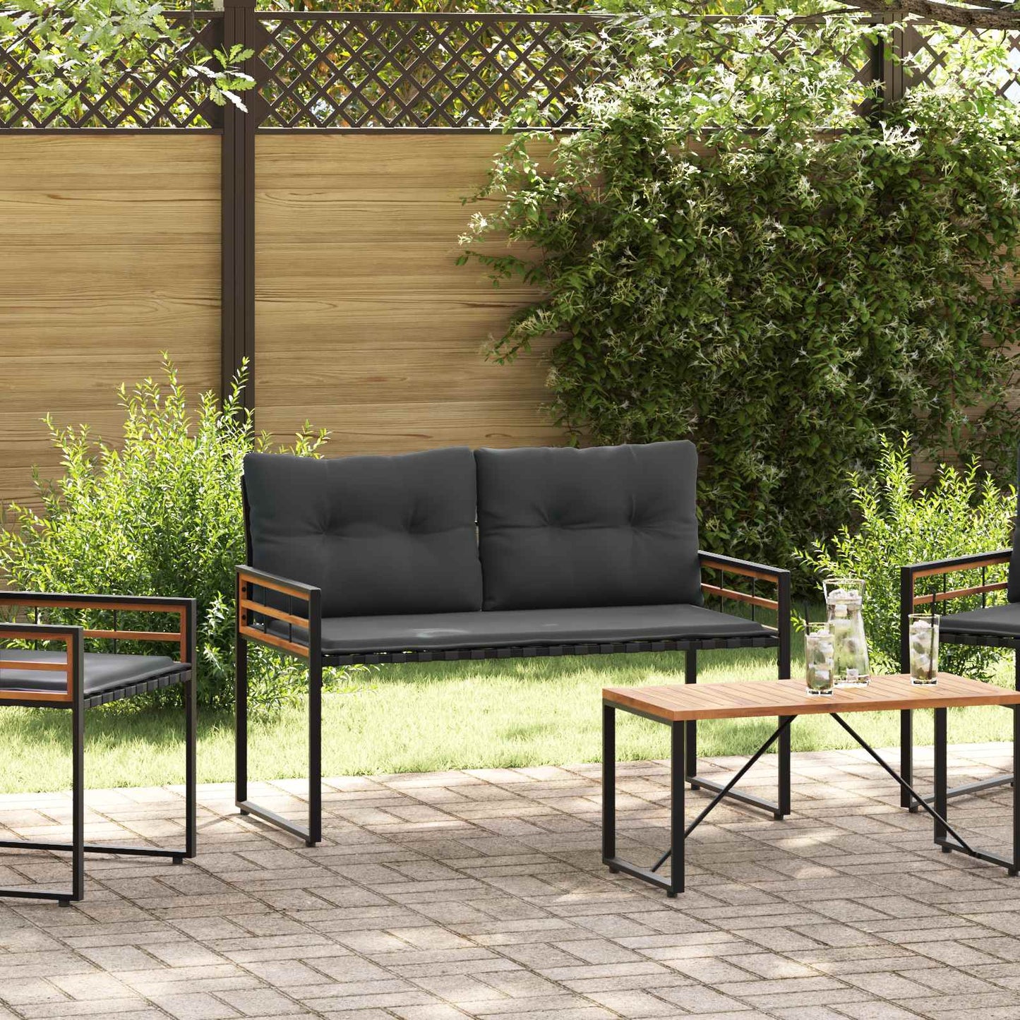 Holz-Lagenbank 114 x 55 x 77 cm Blassgrau Rechteckig