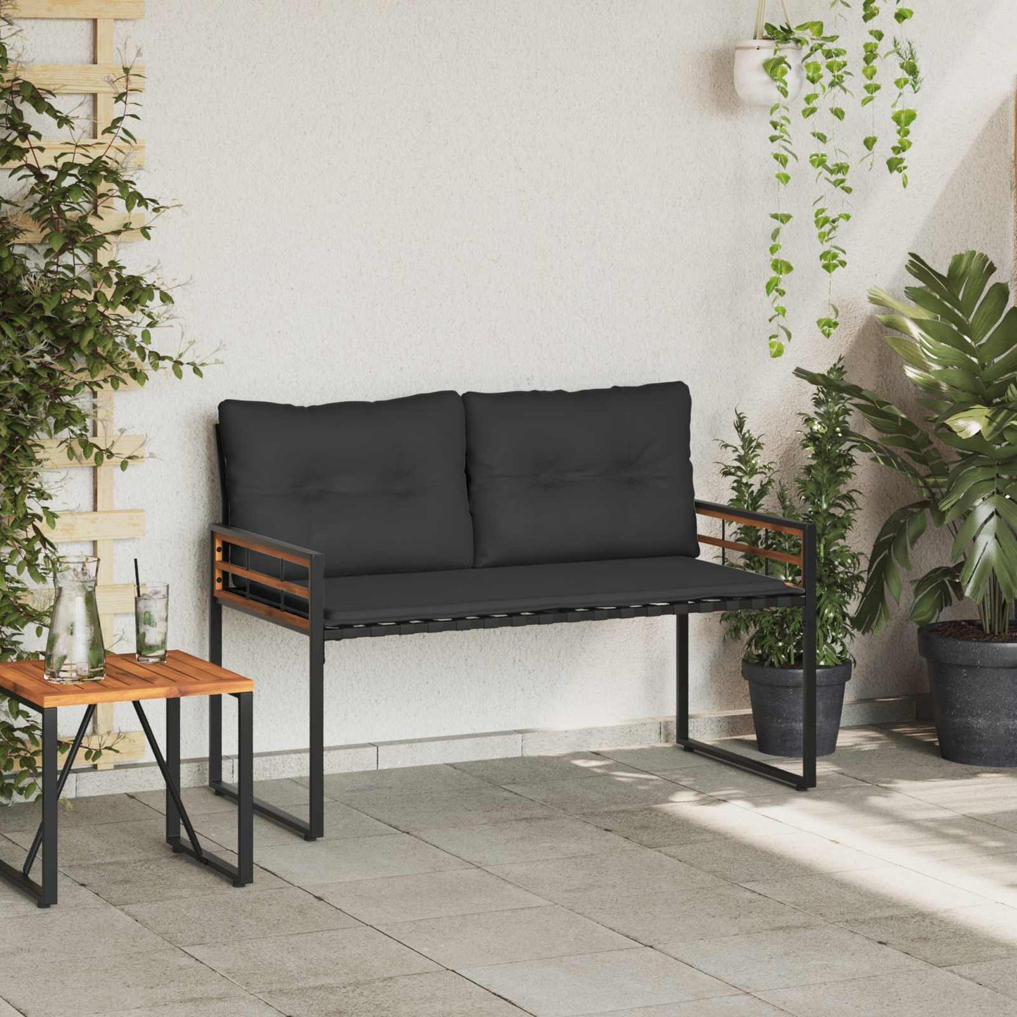 Holz-Lagenbank 114 x 55 x 77 cm Blassgrau Rechteckig