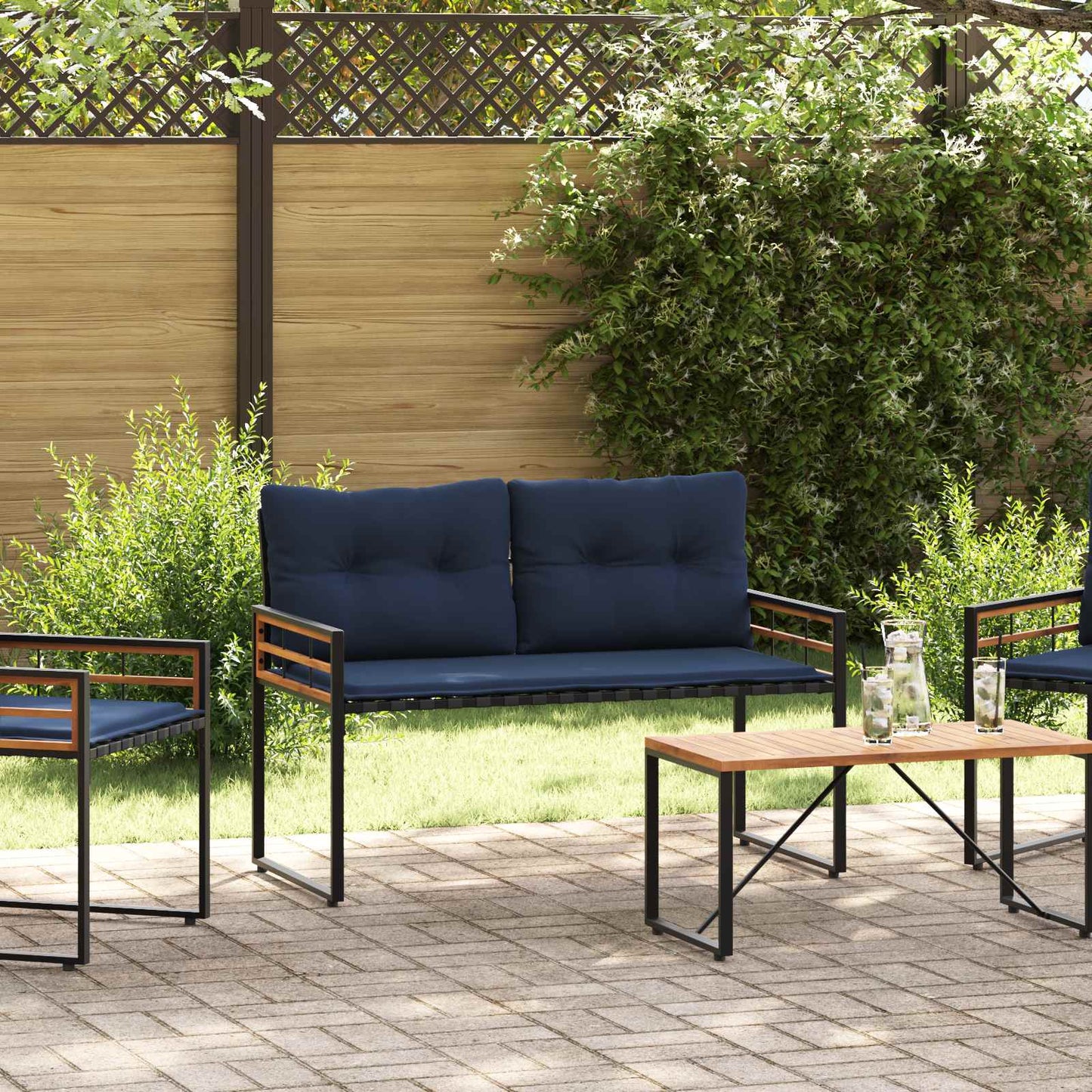 Holz-Lagenbank 114 x 55 x 77 cm Marineblau Rechteckig