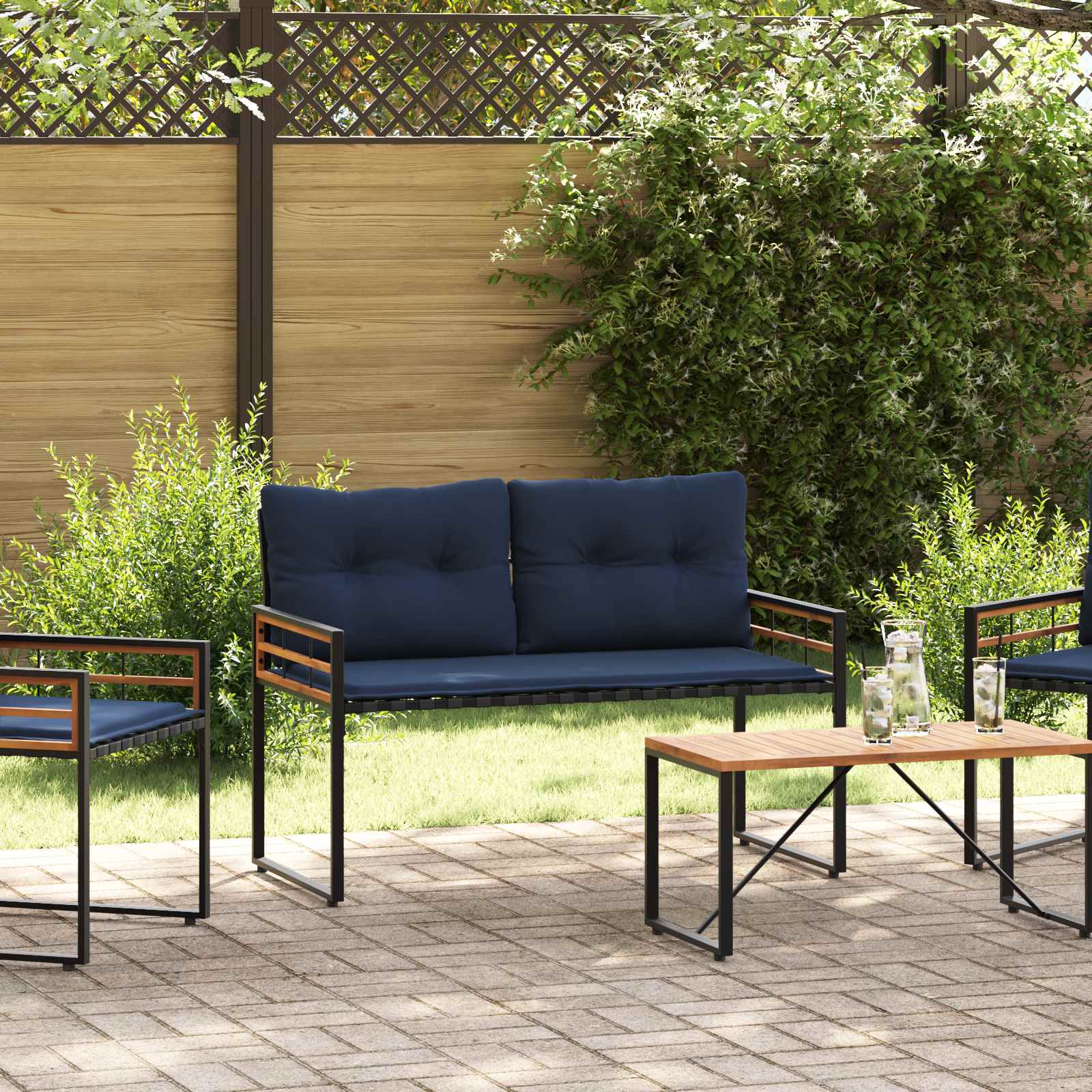 Holz-Lagenbank 114 x 55 x 77 cm Marineblau Rechteckig