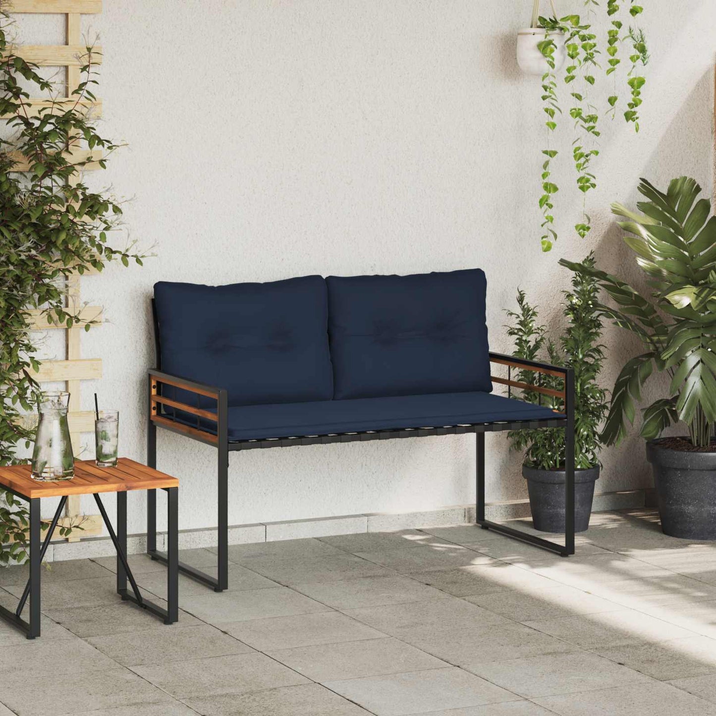 Holz-Lagenbank 114 x 55 x 77 cm Marineblau Rechteckig