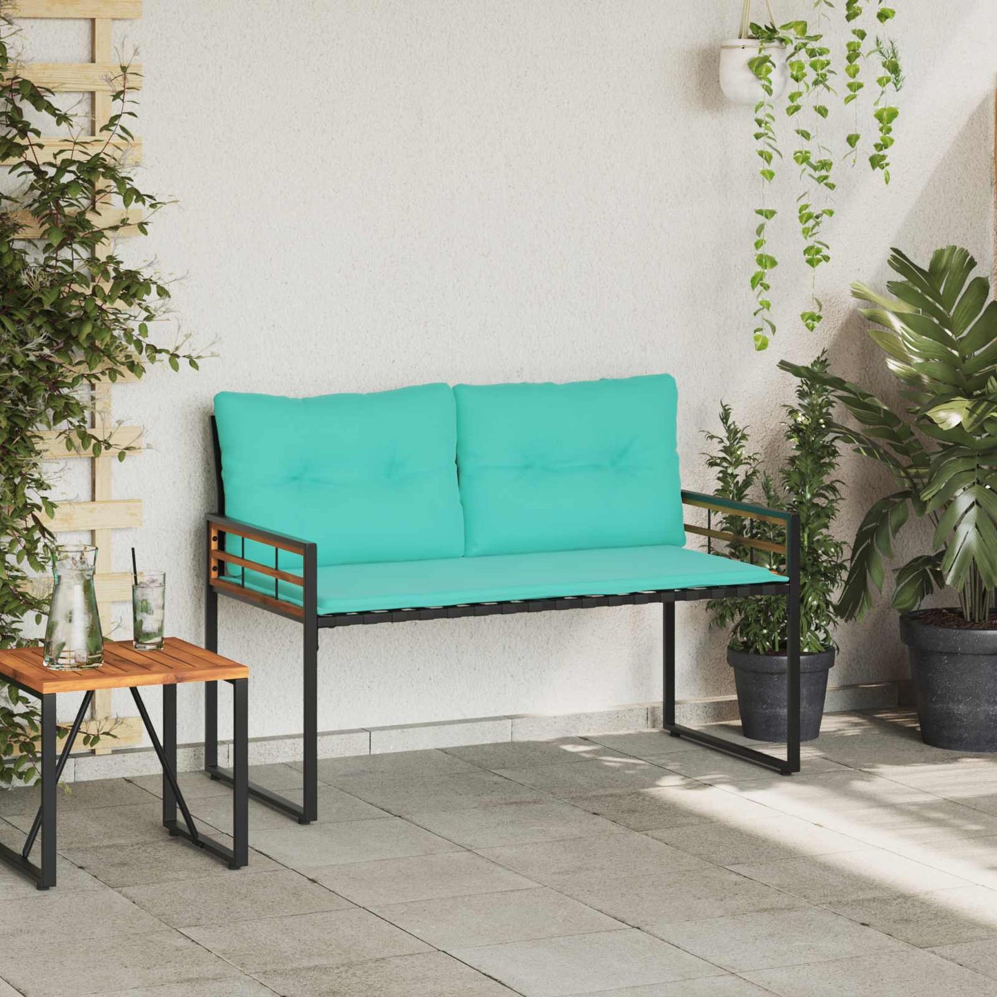 Holz-Lagenbank 114 x 55 x 77 cm Türkis Rechteckig