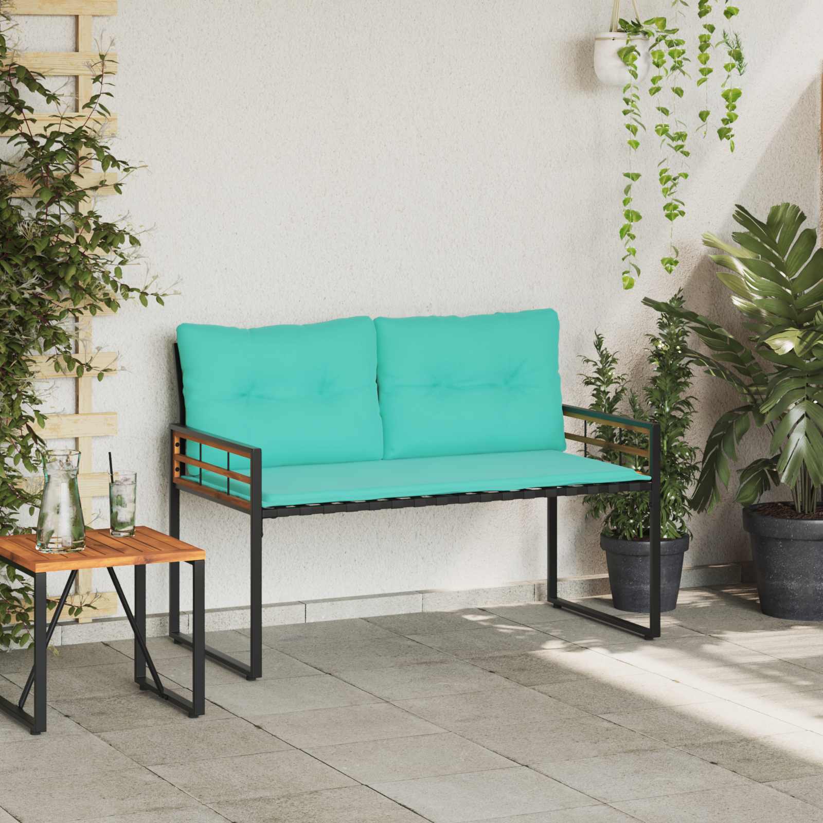Holz-Lagenbank 114 x 55 x 77 cm Türkis Rechteckig