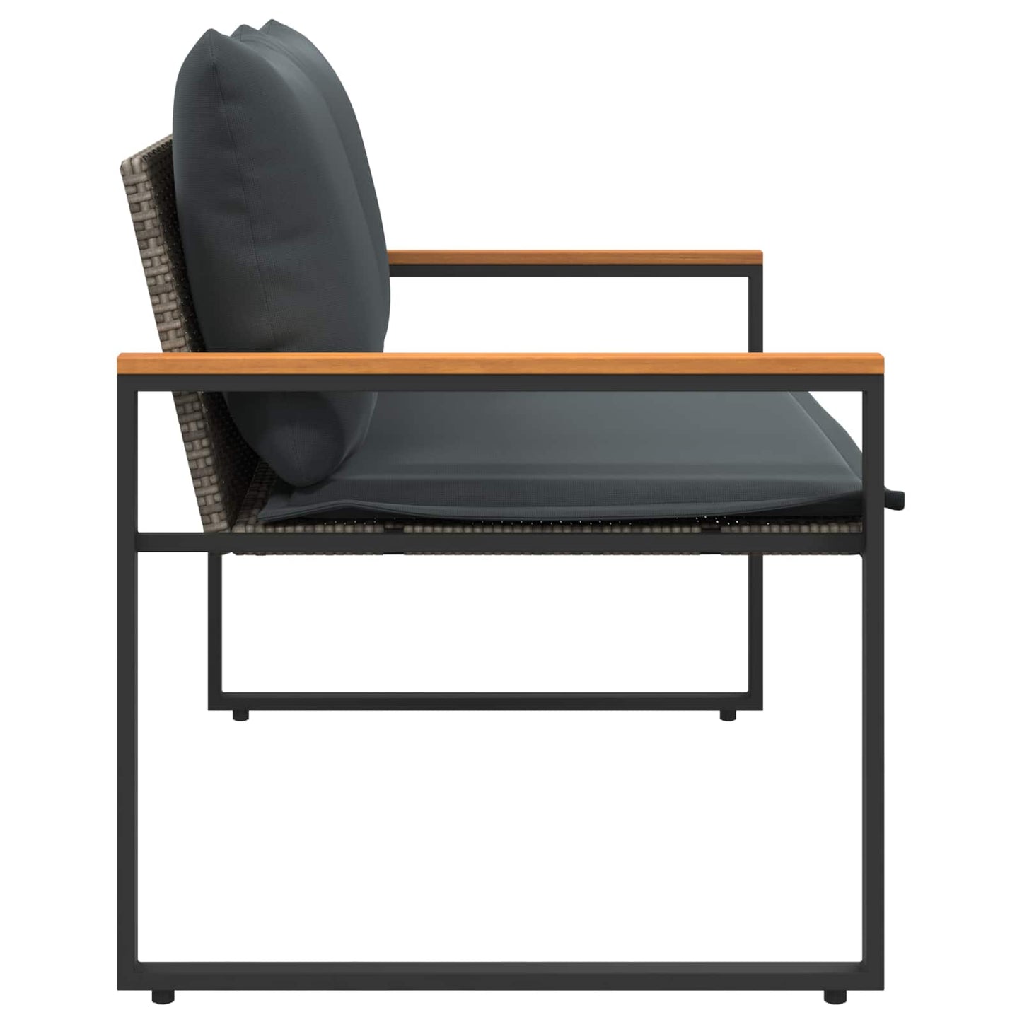 Bank mit Kissen Grau und Dunkelgrau 115 x 65 x 72 cm Rattan