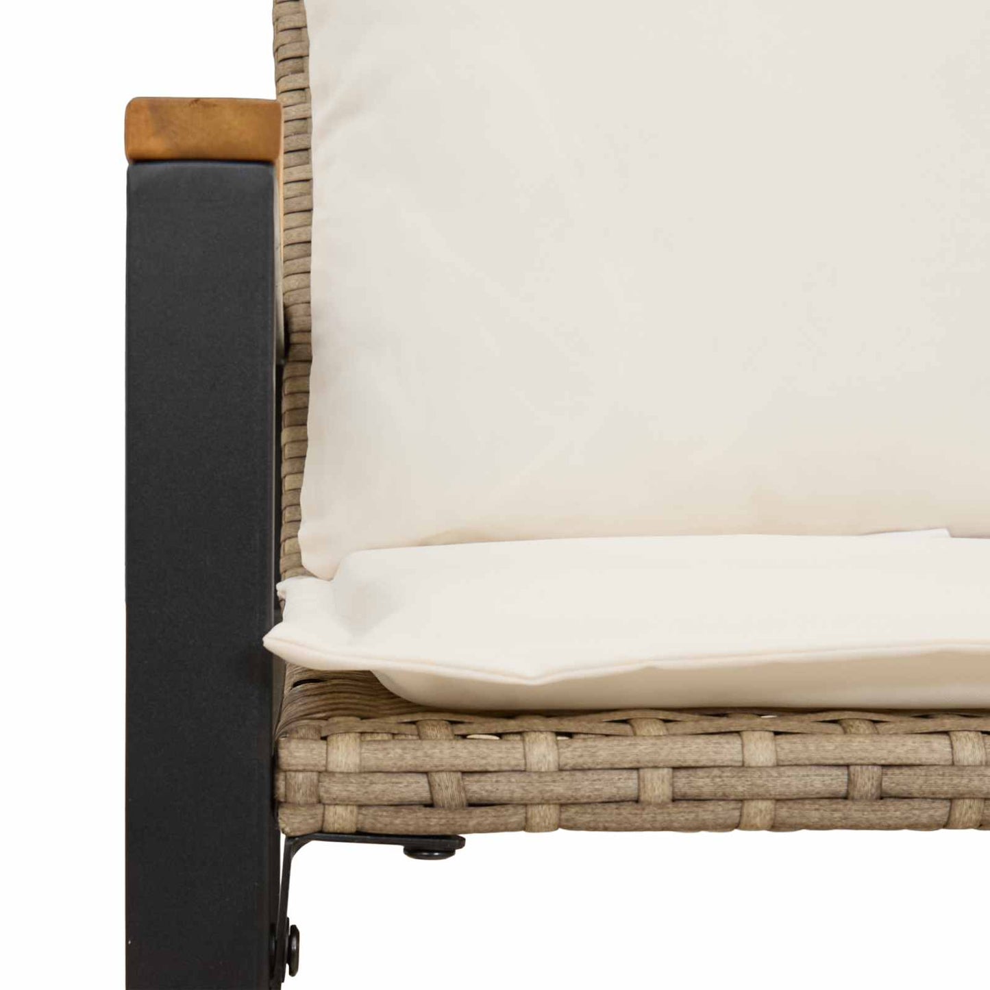 Bank mit Kissen Beige und Cremeweiß 115 x 65 x 72 cm Rattan
