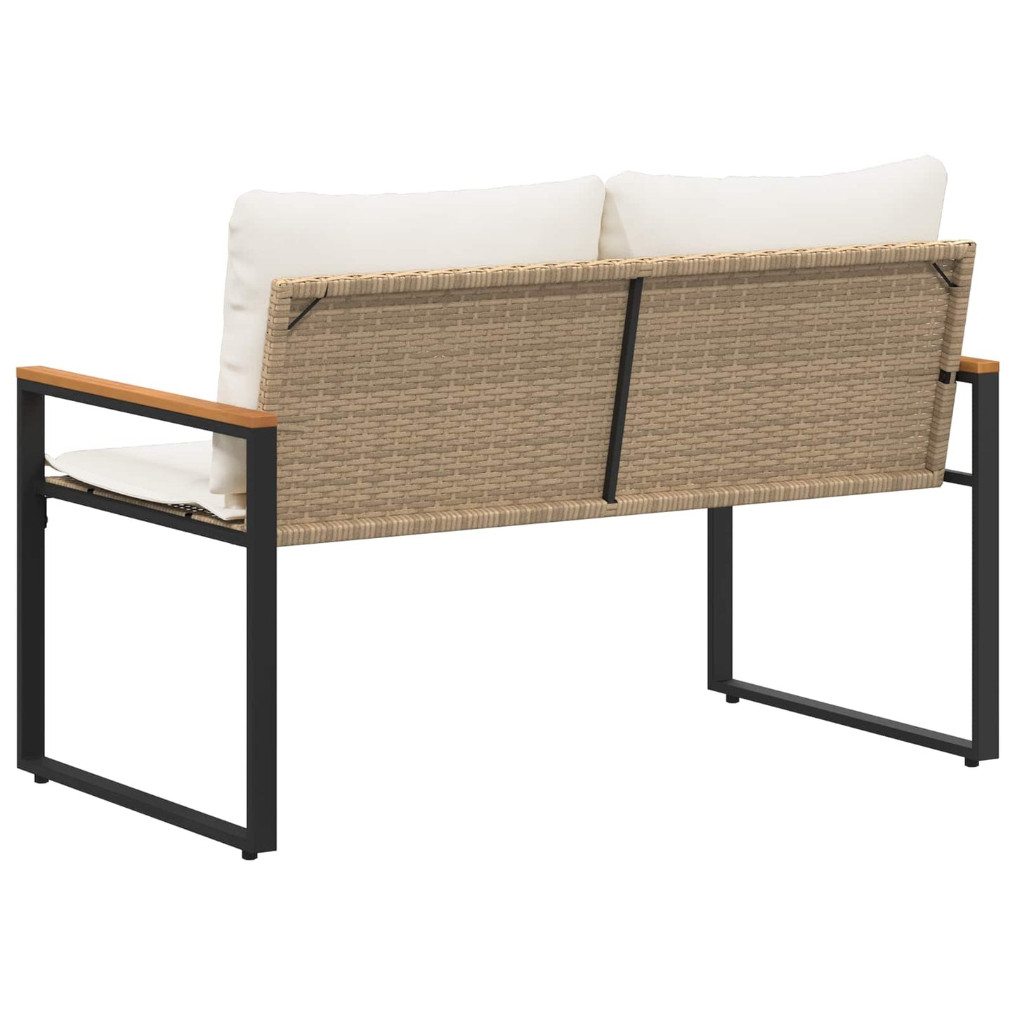 Bank mit Kissen Beige und Cremeweiß 115 x 65 x 72 cm Rattan