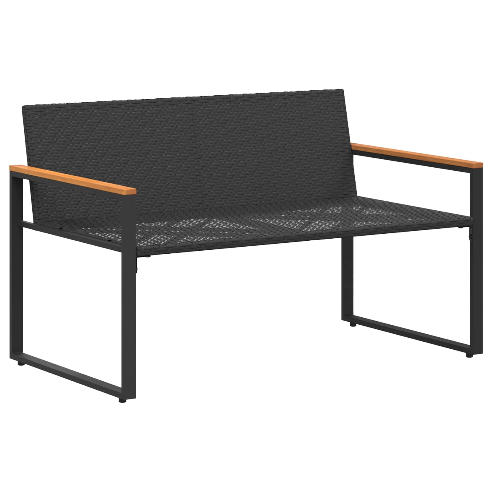 Bank mit Kissen Schwarz und Türkis 115 x 65 x 72 cm Rattan