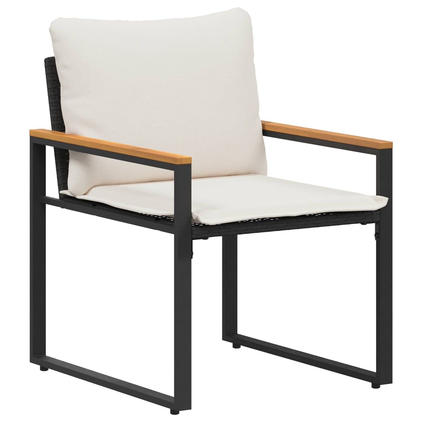 Möbelsets 3 stk. Schwarz und Cremeweiß Rattan