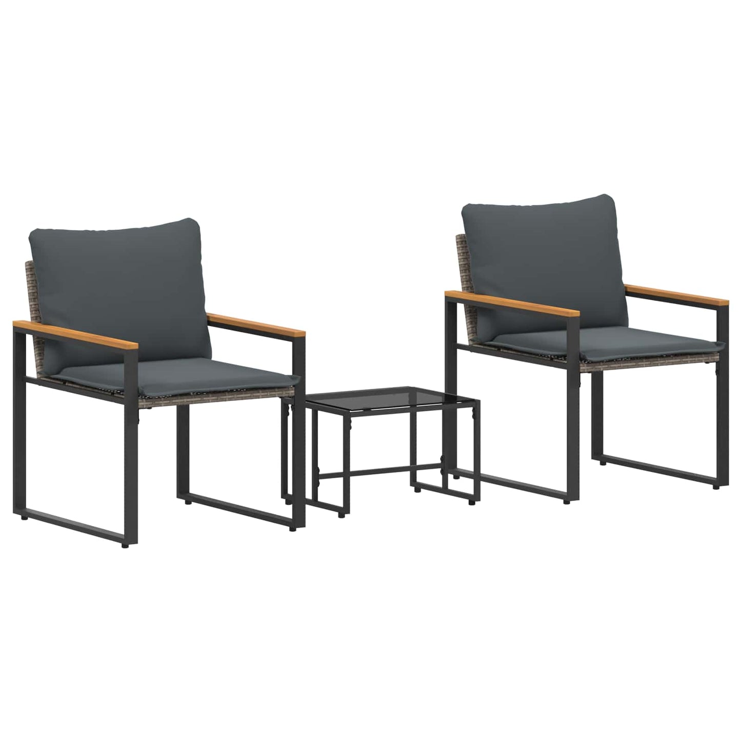 Möbelsets 3 Stk. Grau und Dunkelgrau Rattan