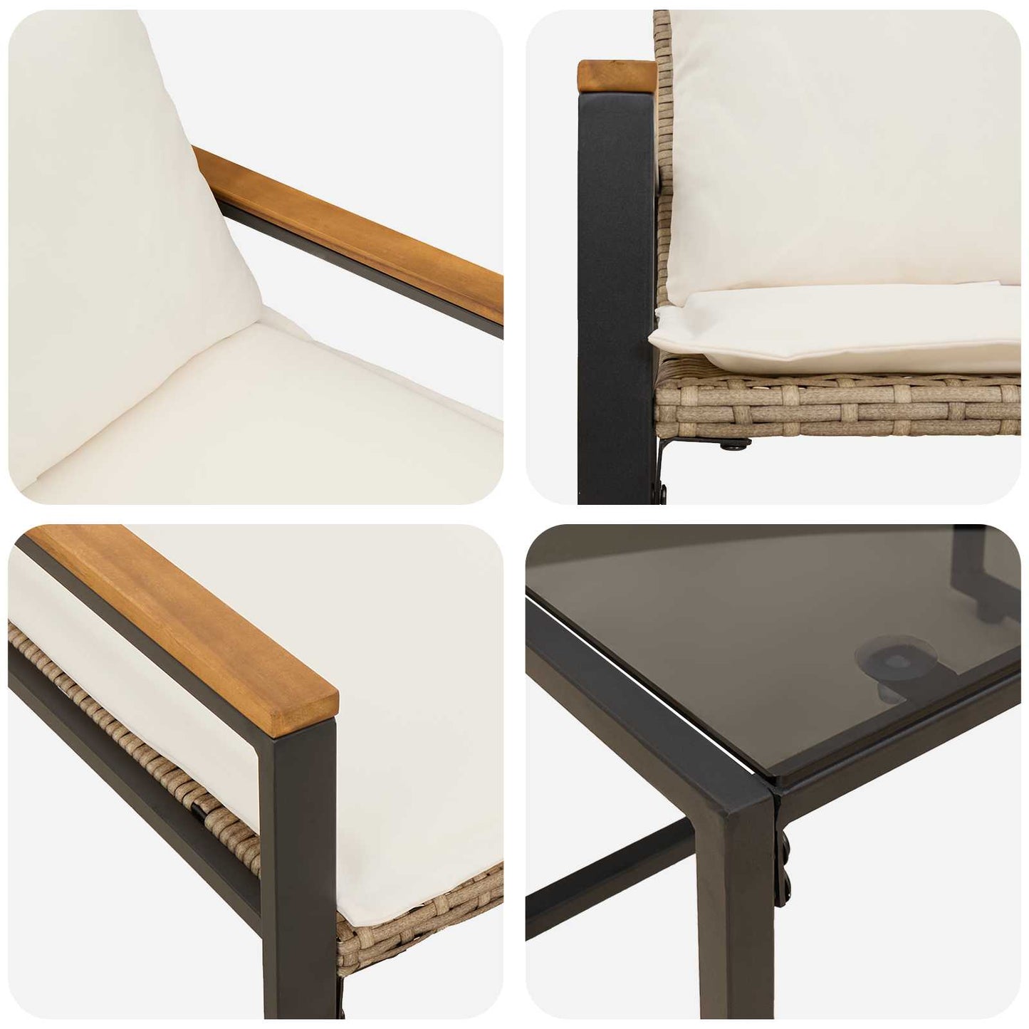 Möbelsets 3 Stk. Beige und Cremeweiß Rattan