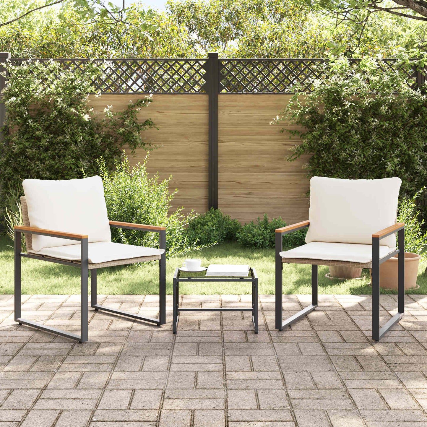 Möbelsets 3 Stk. Beige und Cremeweiß Rattan