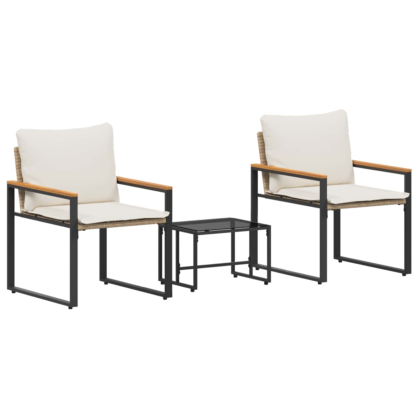 Möbelsets 3 Stk. Beige und Cremeweiß Rattan