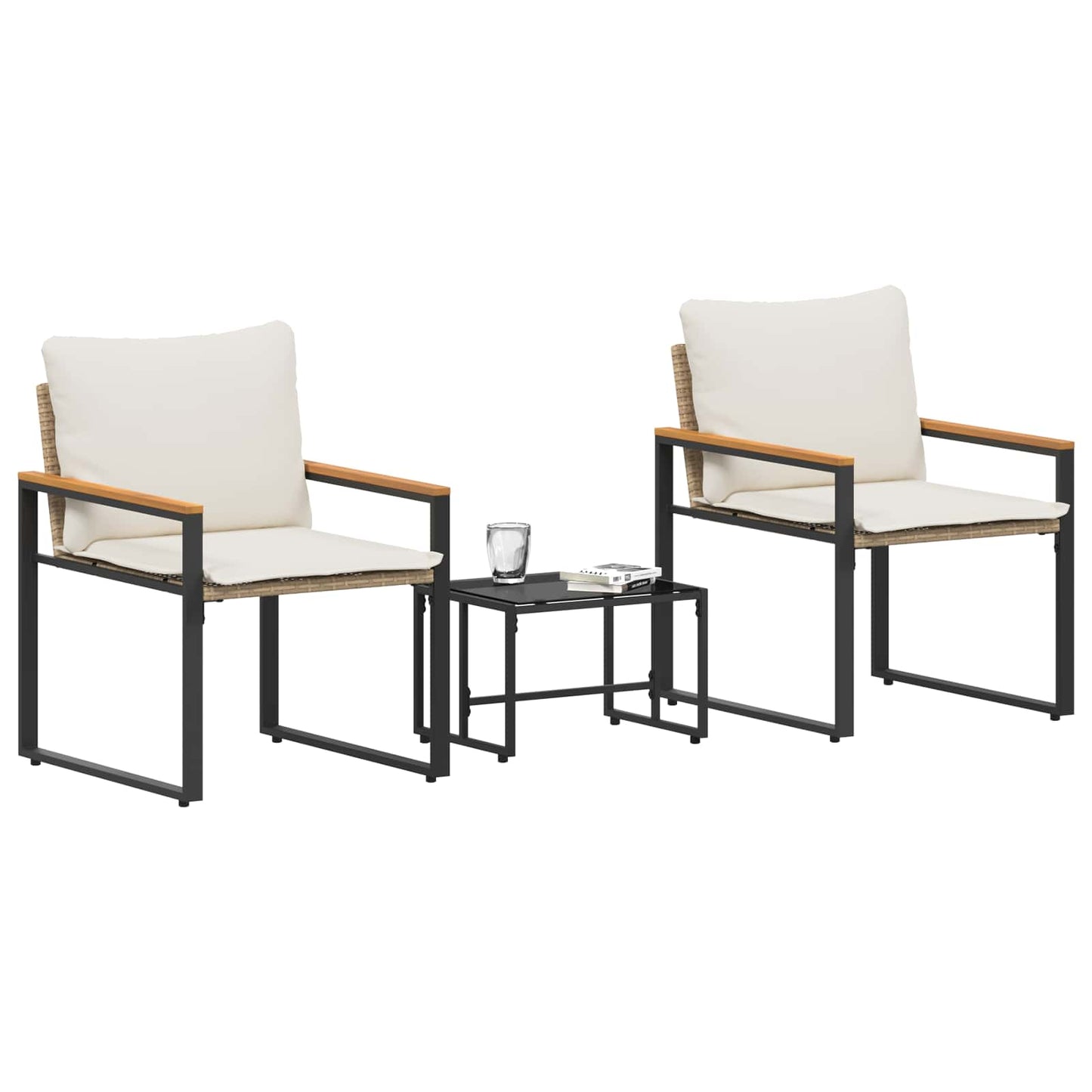 Möbelsets 3 Stk. Beige und Cremeweiß Rattan