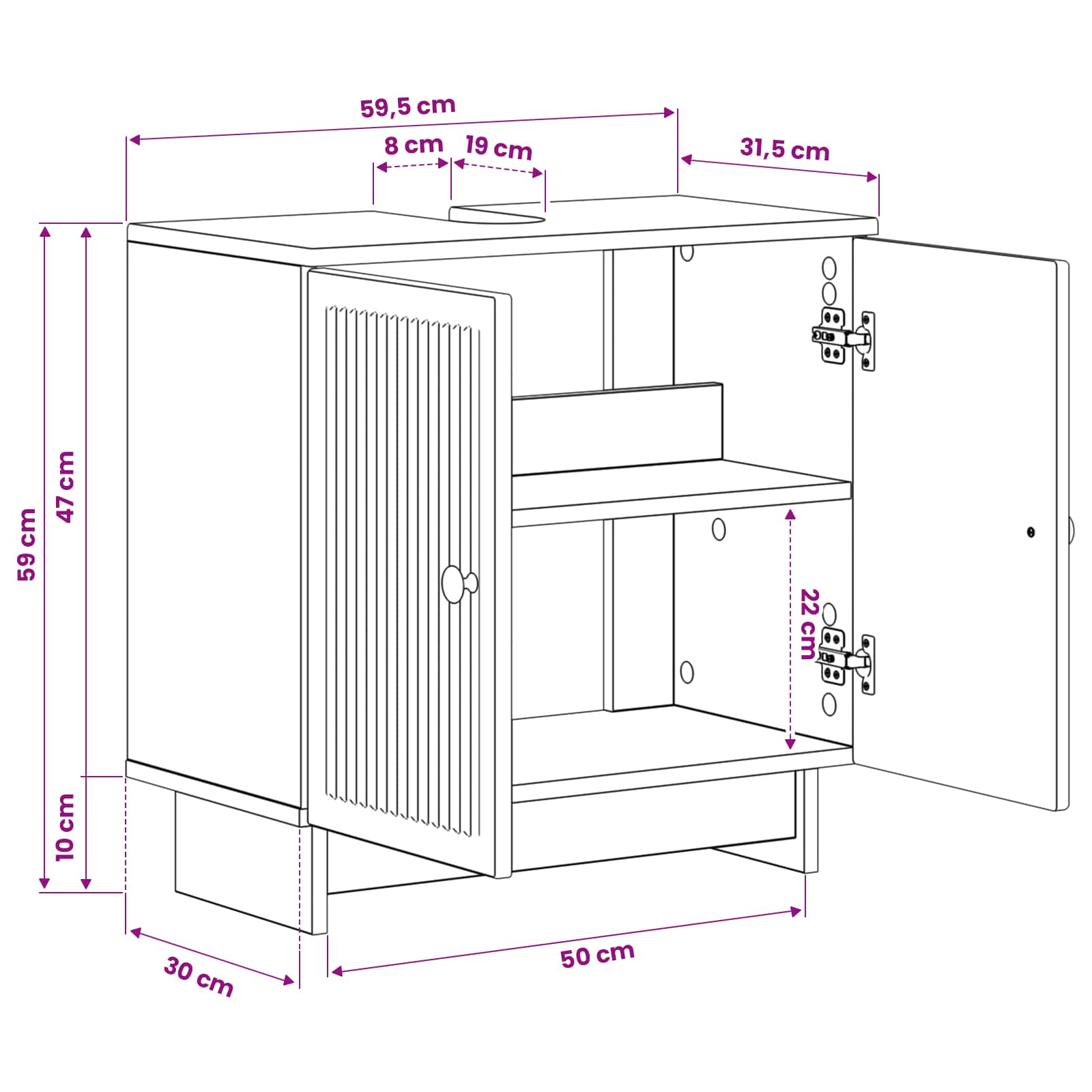 Waschbeckenschrank EDE Sonoma-Eiche 59,5 x 31,5 x 59 cm