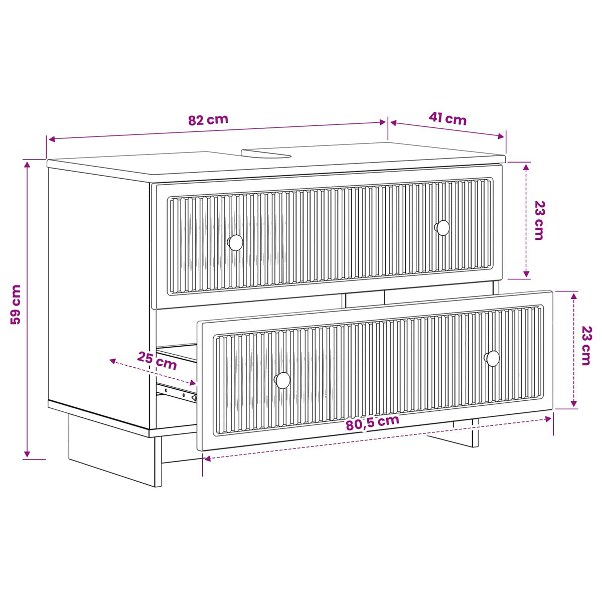 Waschbeckenschrank EDE Sonoma-Eiche 82 x 41 x 59 cm