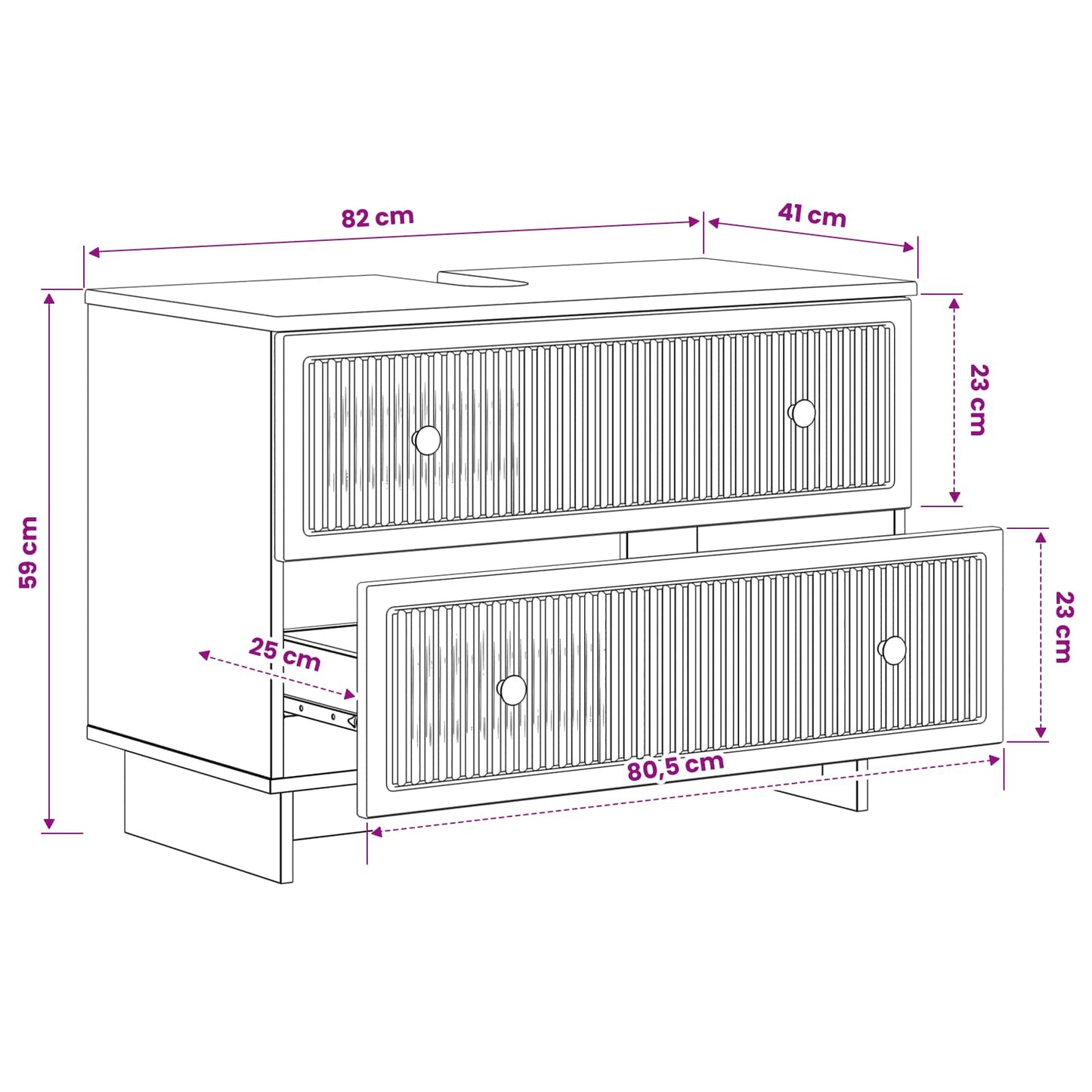 Waschbeckenschrank EDE Betongrau 82 x 41 x 59 cm Holzwerkstoff