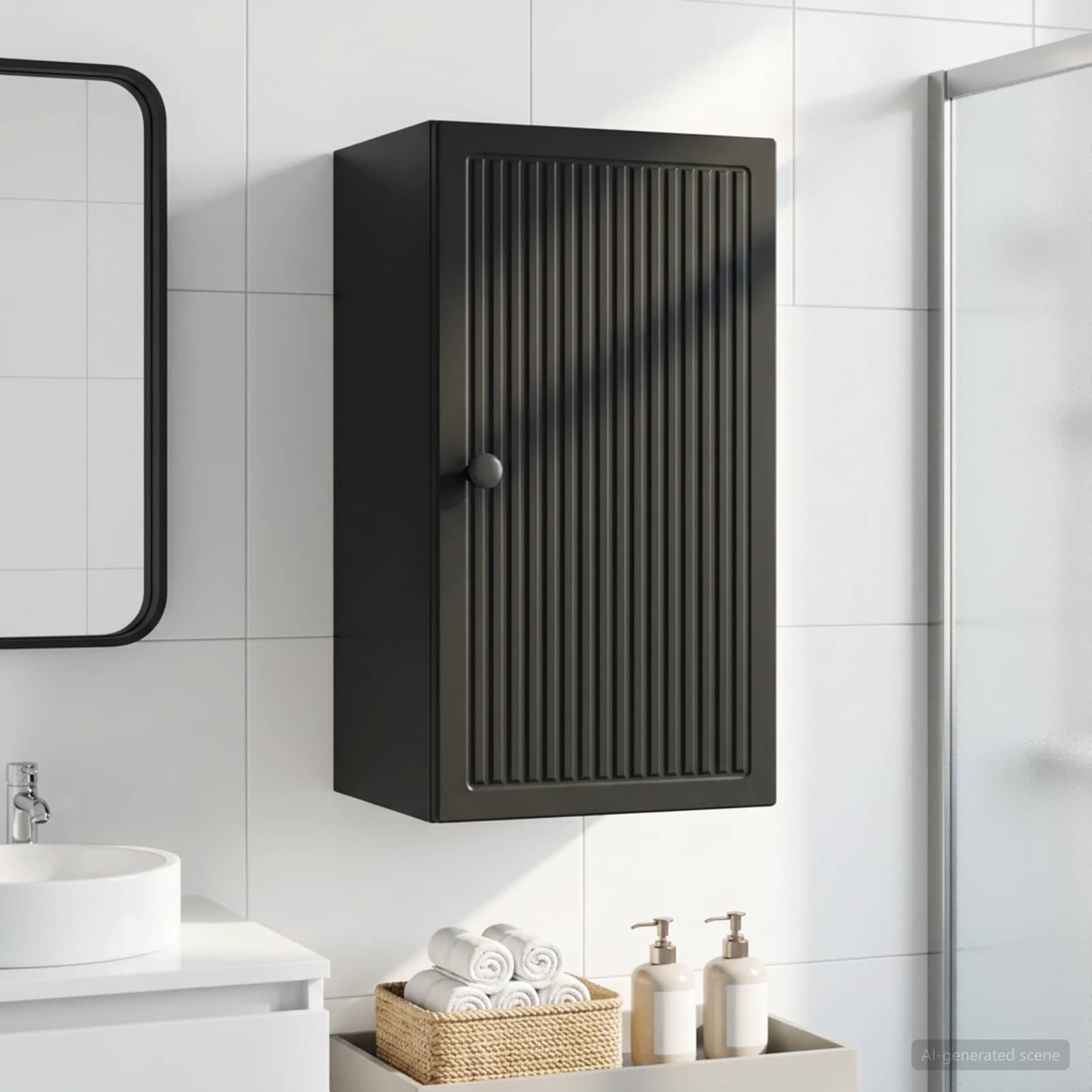 Badezimmer-Wandschrank EDE Schwarz 30 x 31 x 59 cm