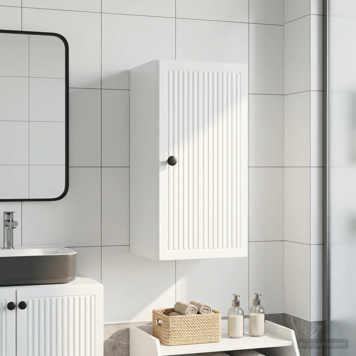 Badezimmer-Wandschrank EDE Hochglanz Weiß 30 x 31 x 59 cm