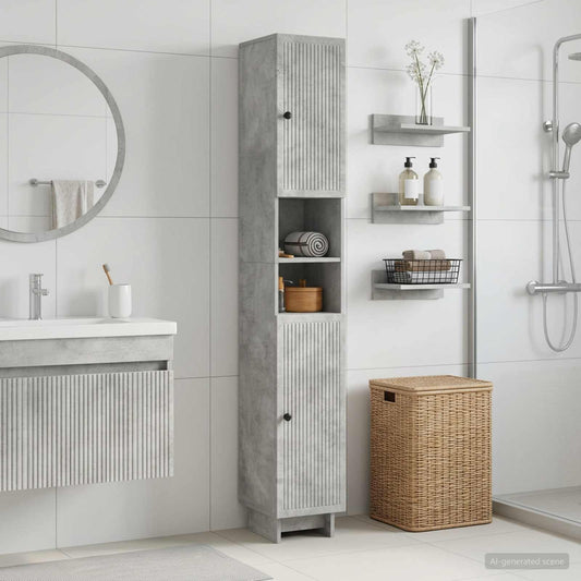 Badezimmerschrank mit offenem Regal EDE Betongrau