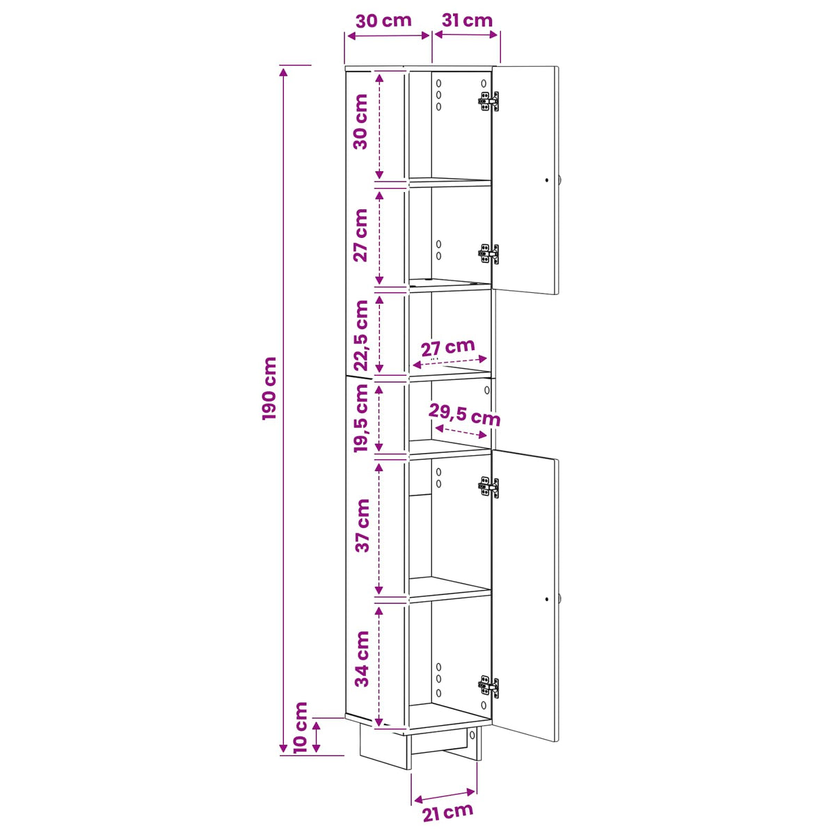 Badezimmerschrank mit offenem Regal EDE Artisan-Eiche