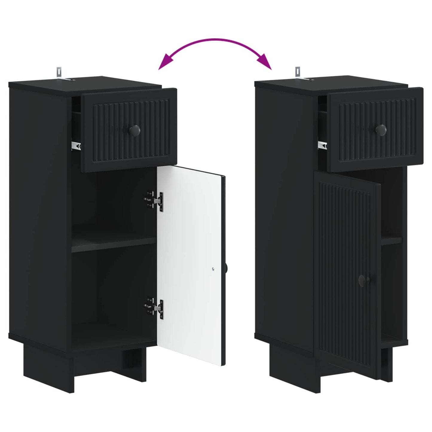 Badezimmer Aufbewahrungsschrank EDE Schwarz 30 x 31 x 80 cm