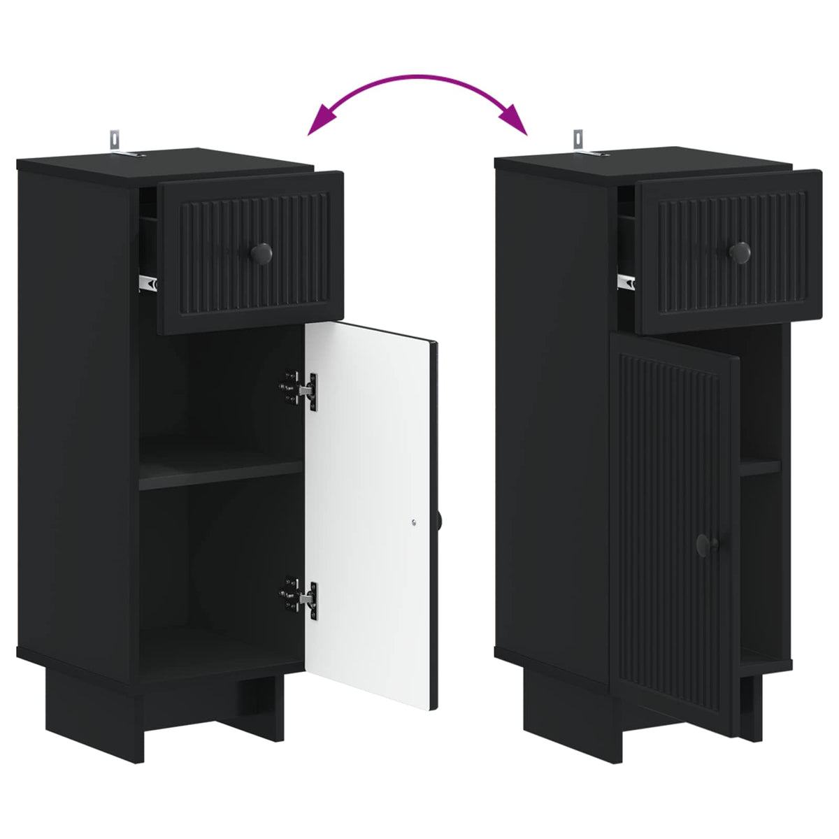 Badezimmer Aufbewahrungsschrank EDE Schwarz 30 x 31 x 80 cm
