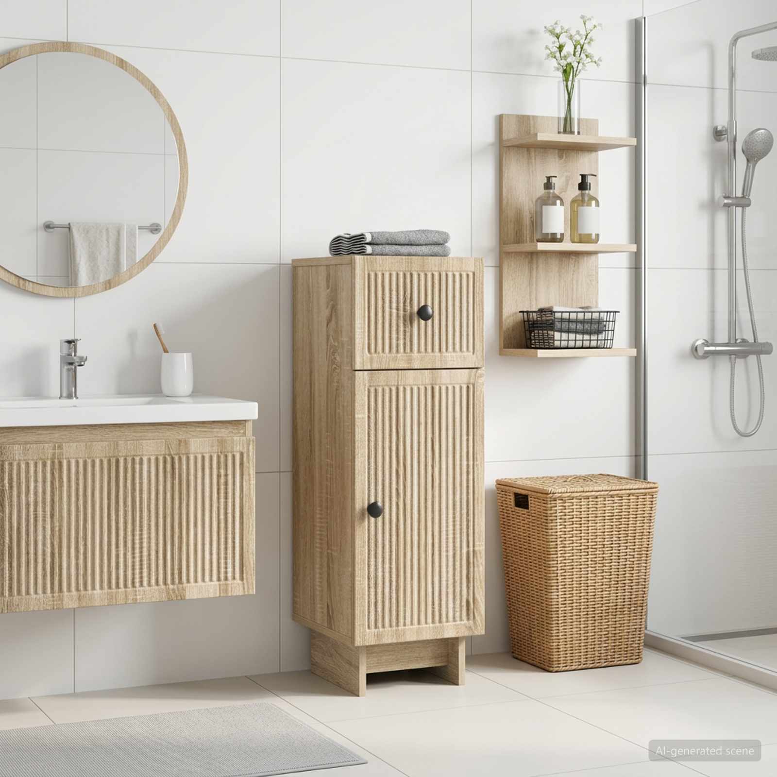 Badezimmer Aufbewahrungsschrank EDE Sonoma-Eiche