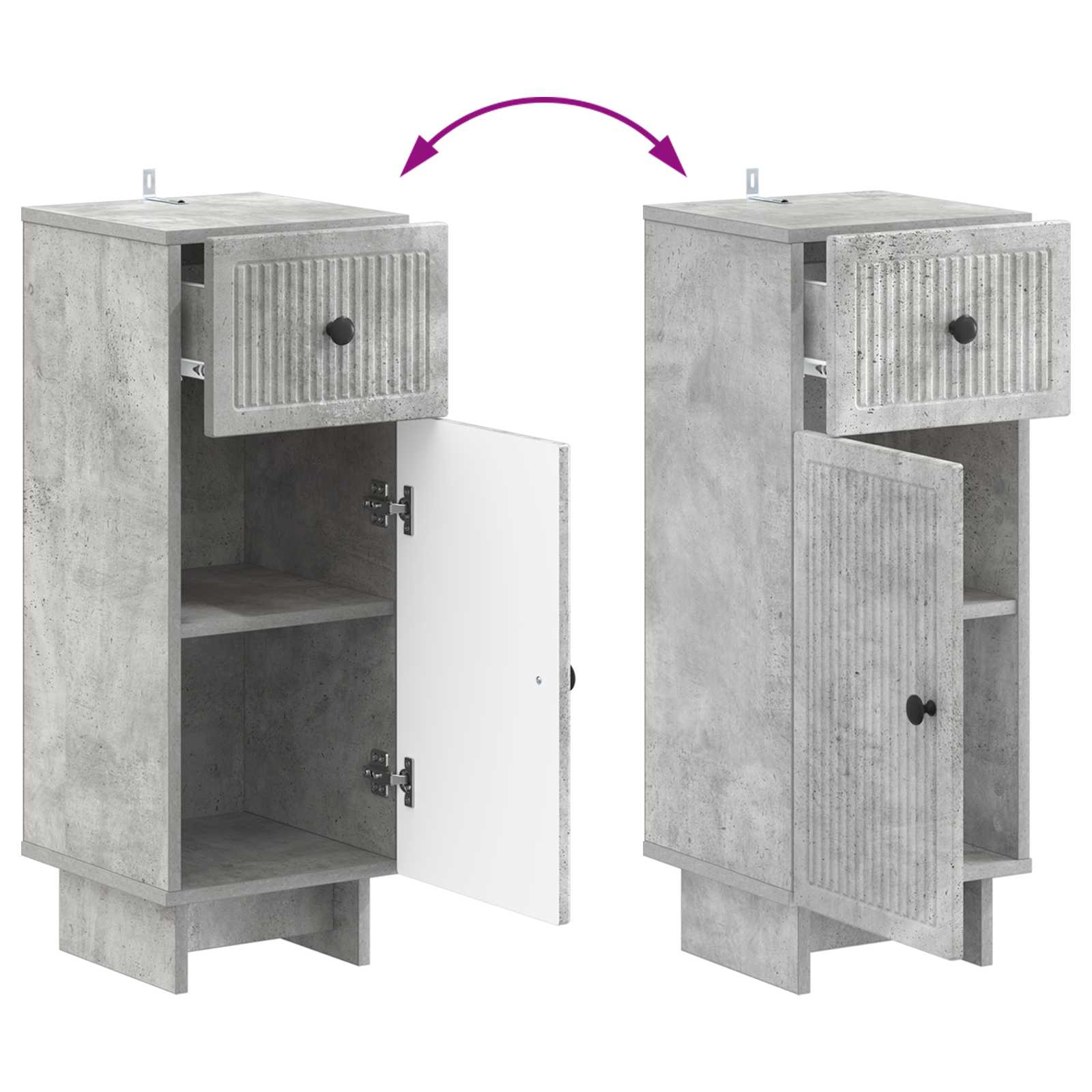 Badezimmer Aufbewahrungsschrank EDE Betongrau 30 x 31 x 80 cm