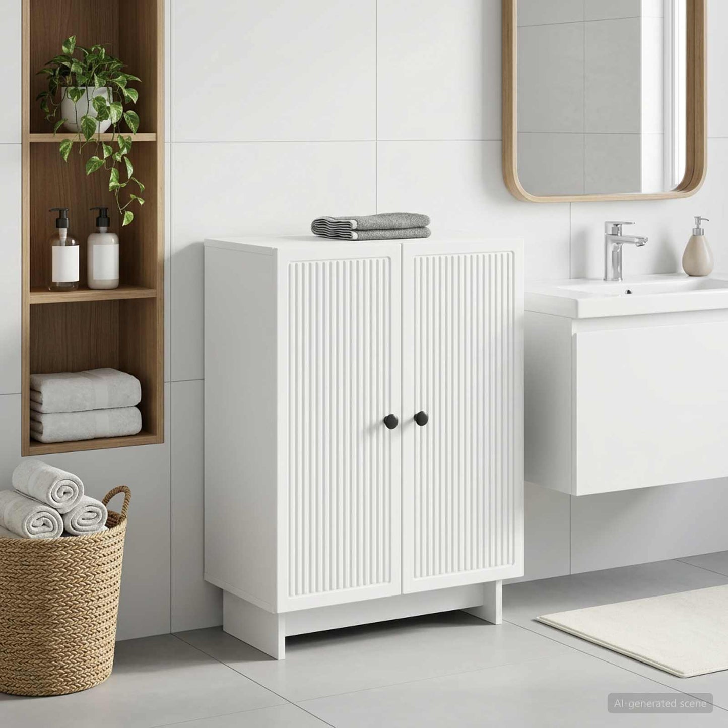 Badezimmer Aufbewahrungsschrank EDE Weiß 59,5 x 31 x 80 cm