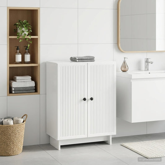 Badezimmer Aufbewahrungsschrank EDE Hochglanz Weiß
