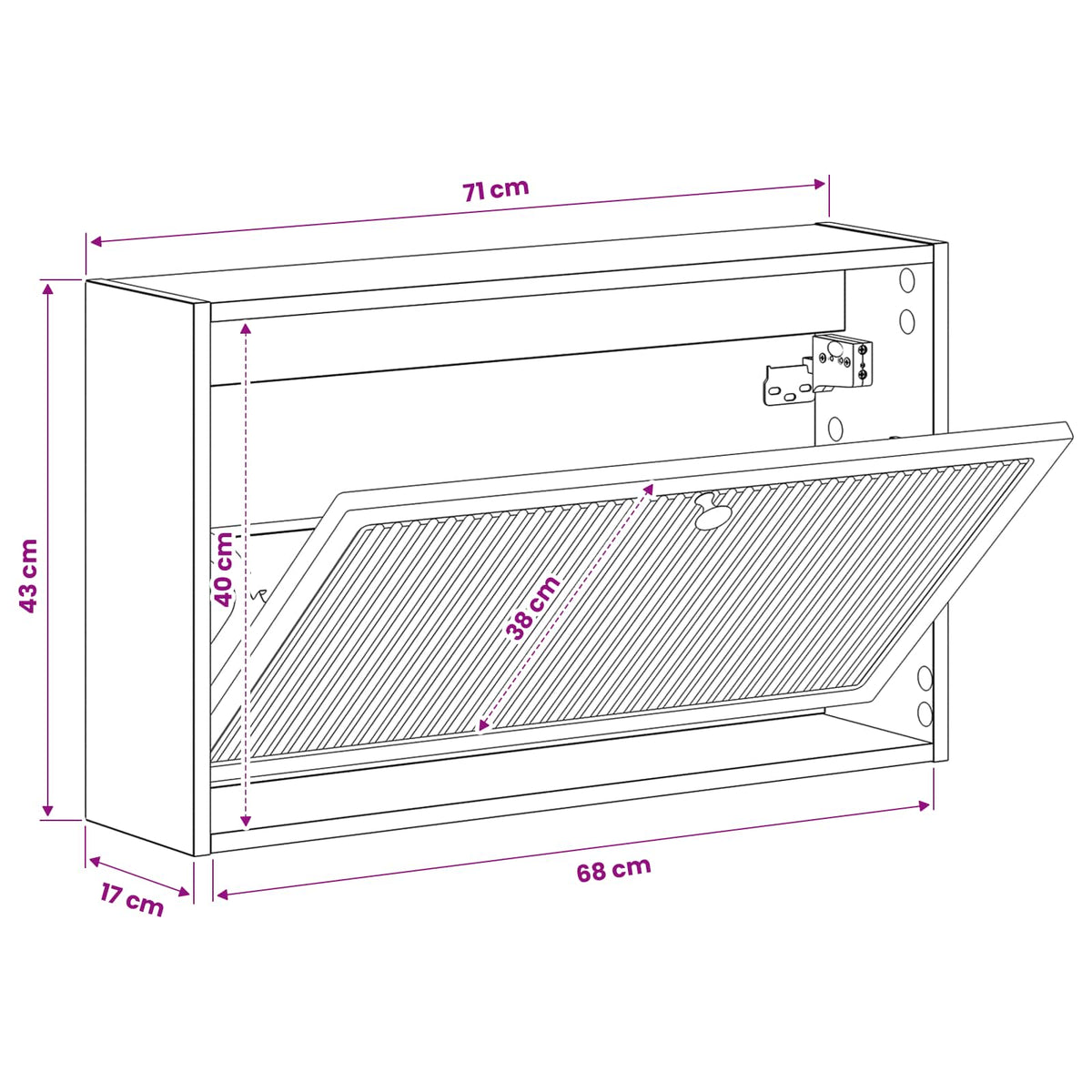 Wandmontierter Schuhschrank EDE 71 x 17 x 43 cm Holzwerkstoff