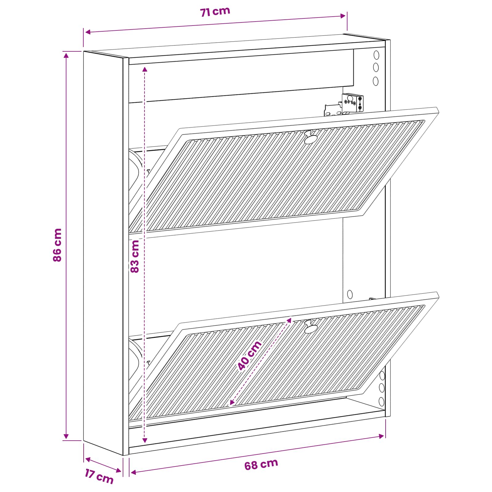 Wandmontierter Schuhschrank EDE 71 x 17 x 86 cm Holzwerkstoff
