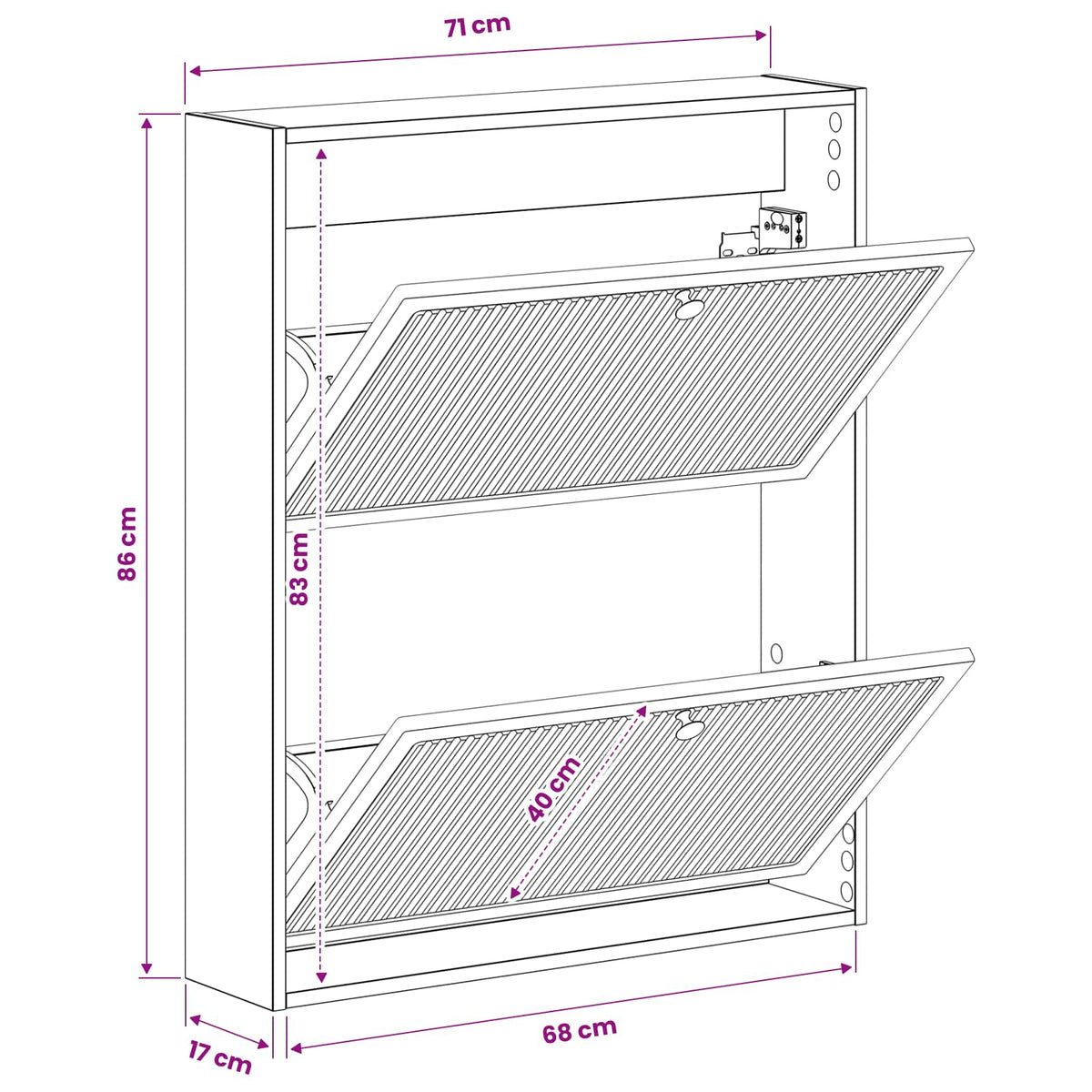 Wandmontierter Schuhschrank EDE 71 x 17 x 86 cm Holzwerkstoff