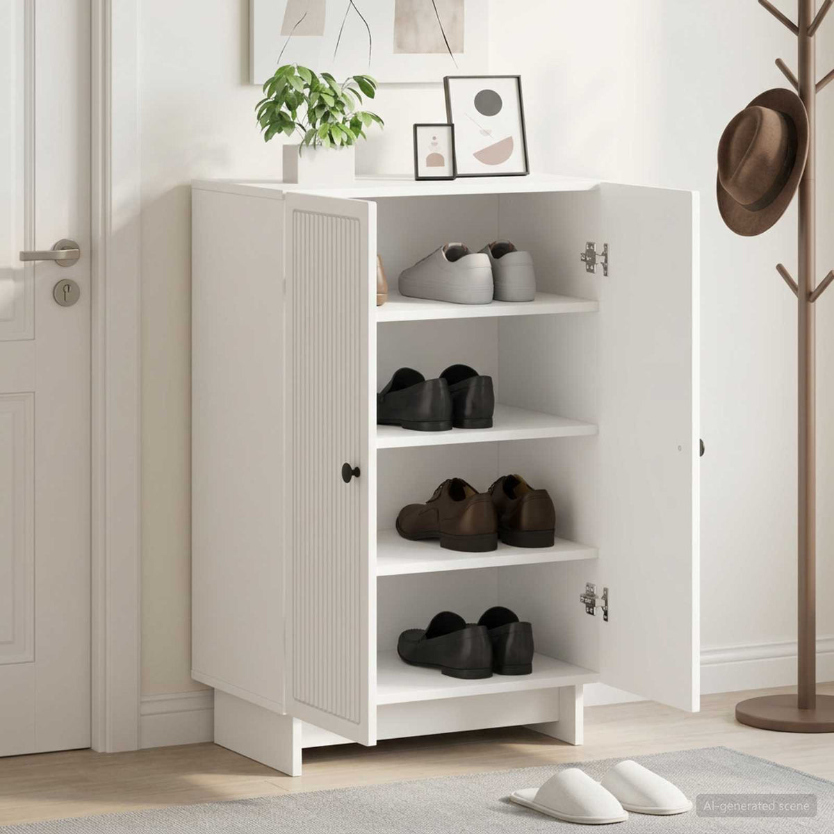 Schuhschrank EDE 59,5 x 39,5 x 90 cm Holzwerkstoff Weiß
