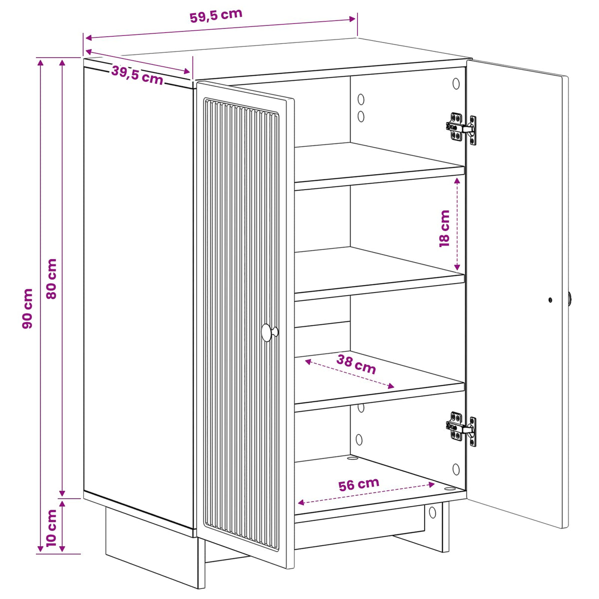 Schuhschrank EDE 59,5 x 39,5 x 90 cm Holzwerkstoff Weiß