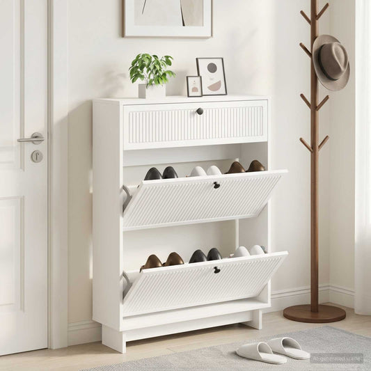 Schuhschrank EDE 78 x 24 x 103 cm Holzwerkstoff Weiß