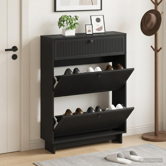 Schuhschrank EDE 78 x 24 x 103 cm Holzwerkstoff Schwarz