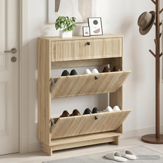 Schuhschrank EDE 78 x 24 x 103 cm Holzwerkstoff Sonoma-Eiche